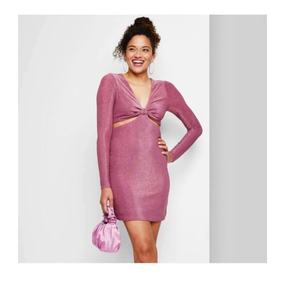 WILD FABLE Pink Glitter Cut Out Dress - Picture 2 of 9